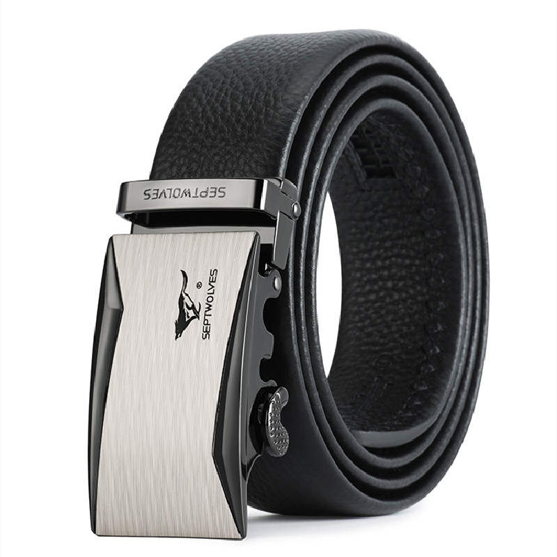 SEPTWOLVES New Arrival Casual, Versatile Fashion Trend, Automatic Buckle Leather Belts Men's Width 3.5cm