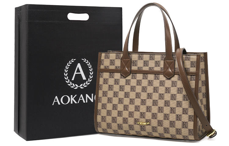 AOKANG PVC Tote Bag, Shoulder Bag, Handbag Women's Khaki Coffee/Caramel Coffee