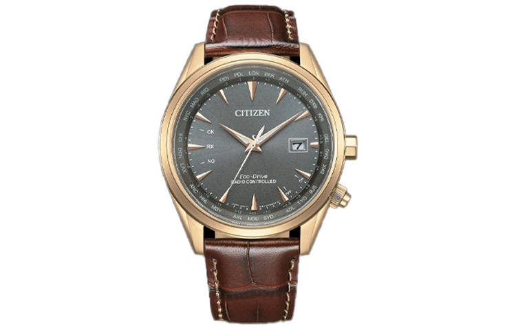 CITIZEN CITIZEN Light Powered Quartz Movement Leather Strap Watch 43mm Men's Watches Gray Dial