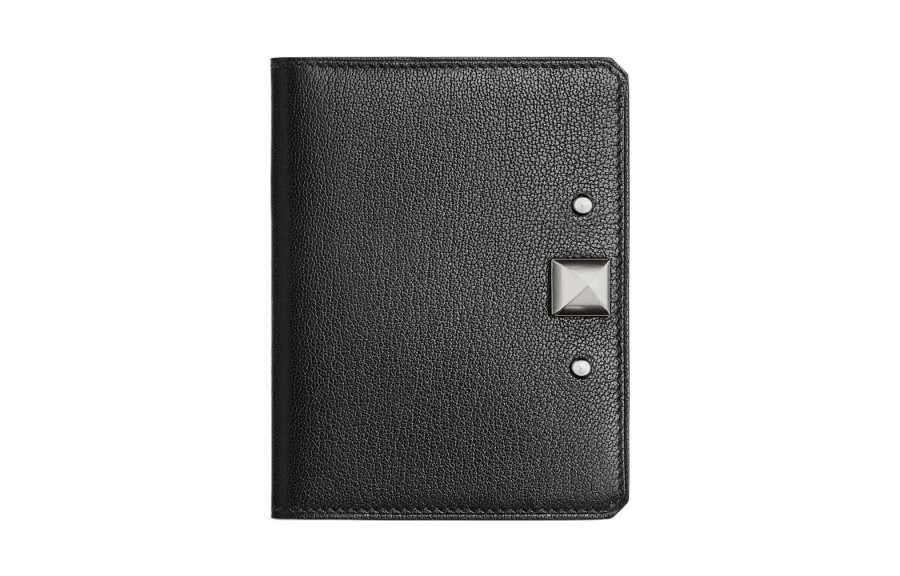 HERMES Chamkila Goat Skin Card Holder Women's 89 Noir Black