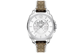 COACH Wrist Watches Quartz Movement Cow Leather Strap 34mm Silver Dial Women's Watch 30m Water Resistant