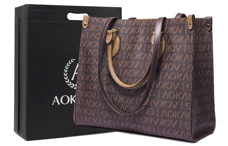 AOKANG PVC Tote Shoulder Bag, Handbag, Tote Bag Large Women's Coffee & Earth Yellow