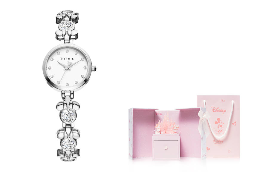 Disney Minnie Series Quartz Movement Metal Strap Watch Women's Watch Mother of Pearl Color Watch Dial