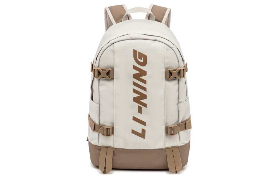 Li-Ning Li Ning Sports Life Collection Polyester Backpack Regular Unisex Oat Gray & Khaki Brown