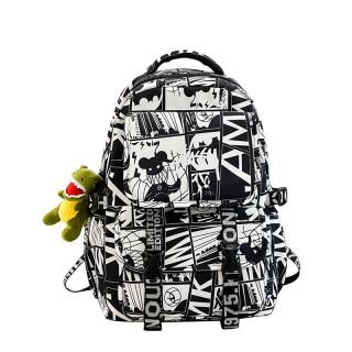DELIXIONG Nylon Fabric Backpack Large Unisex Green/Multicolor/White/Black/White
