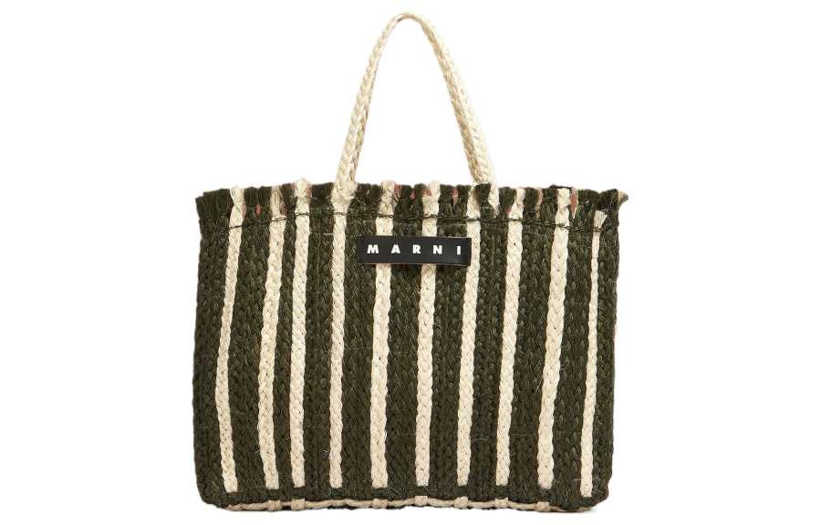 MARNI Natural Fiber Tote Bag, Shopping Bag, Handbag Women's Green