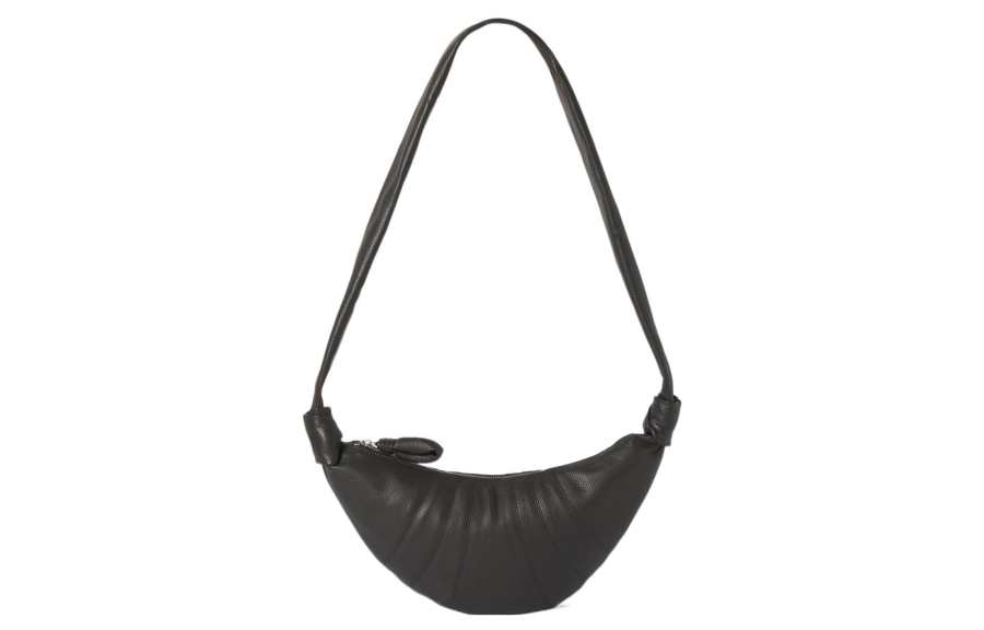 Lemaire Croissant Cow Leather Crossbody Bags Small Unisex Dark Chocolate