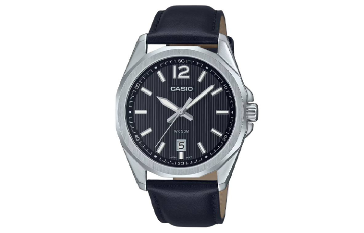 CASIO CASIO Quartz Movement Genuine Leather Strap Watch 48.5mm Men's Watches Black Dial