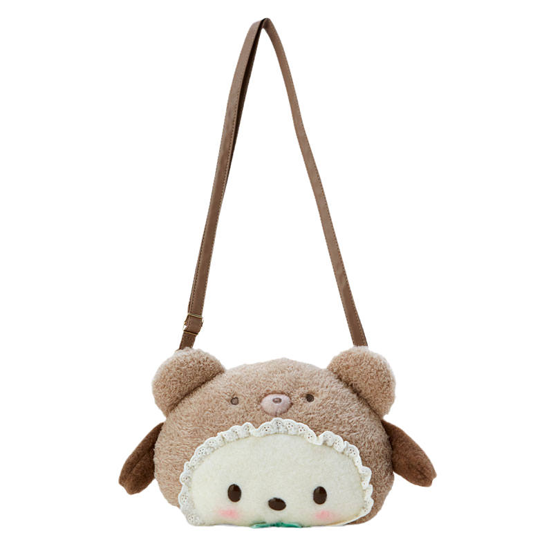 Sanrio Pochacco Plush Crossbody Bags Unisex White & Brown