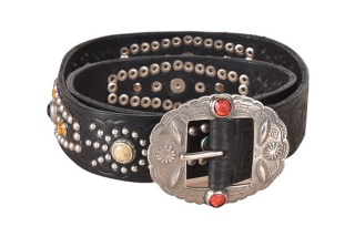 Golden Goose Embossed Decoration, Pin Buckle Leather Belts Women's Black Width 4CM