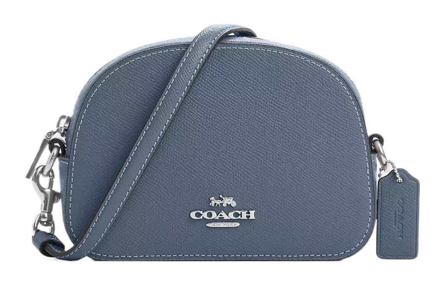 COACH Serena Cross Grain Leather Crossbody Bags Small Women's Silver & Light Mist