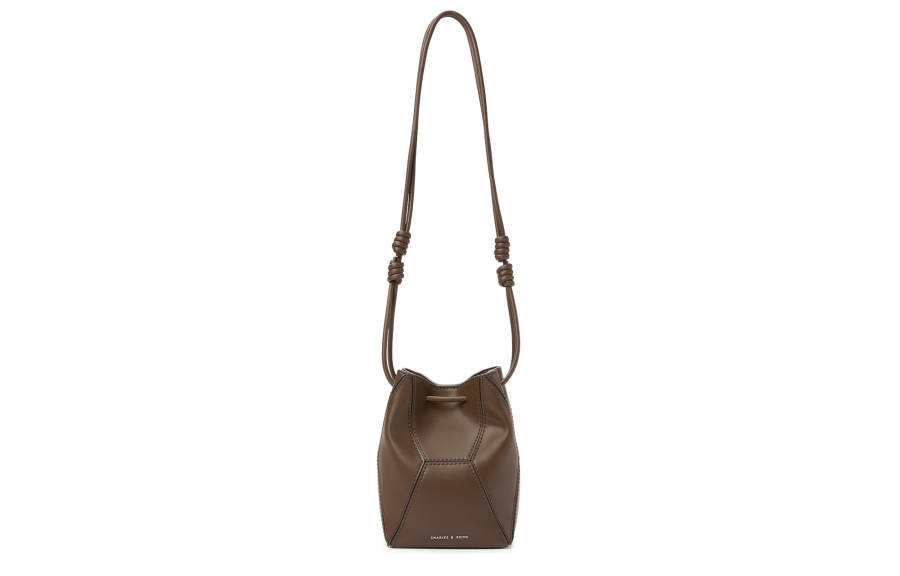 CHARLES&KEITH Pu Bucket Bag Crossbody Bag Small Women's Dark Brown Dark Brown/Noir Black/Multi Composite Color