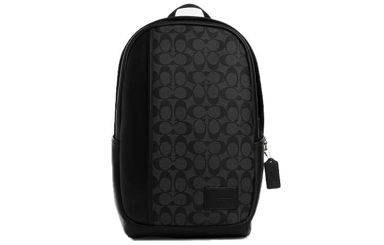COACH Edge Coated Canvas With Smooth Calfskin Backpack Large Men's Gunmetal & Charcoal & Black