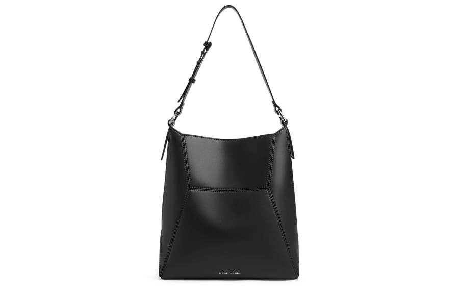 CHARLES&KEITH Pu Tote Shoulder Bag Large Women's Noir Black/Dark Brown/Dark Brown/Multi Composite Color
