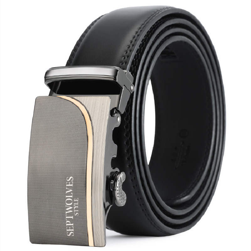SEPTWOLVES New Arrival Business Casual Minimalist Style, Automatic Buckle Leather Belts Men's Width 3.5cm