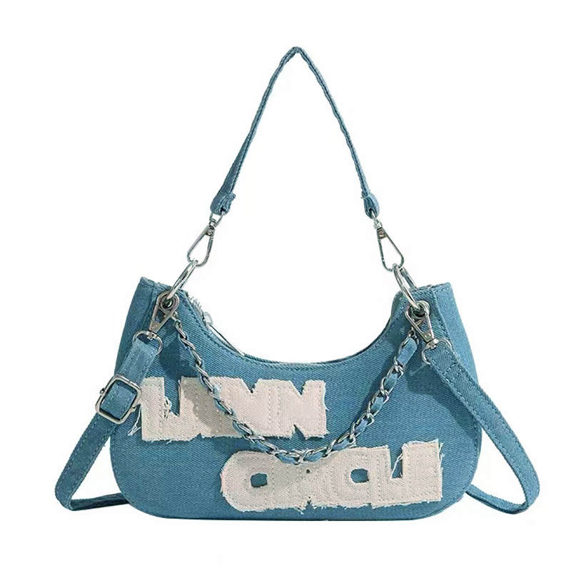 ResNonverba Denim Shoulder Bag Regular Women's Blue/White