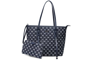MQ Polyester With PU Tote Bag, Shopping Bag, Underarm, Mother Daughter Shoulder Bag Women's Dark Blue