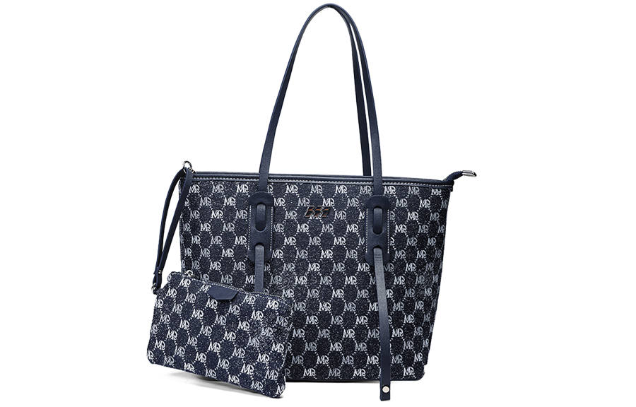 MQ Polyester With PU Tote Bag, Shopping Bag, Underarm, Mother Daughter Shoulder Bag Women's Dark Blue