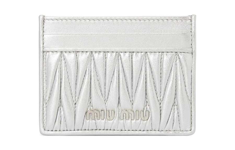 MIU MIU Leather Card Holder Regular Women's Silver