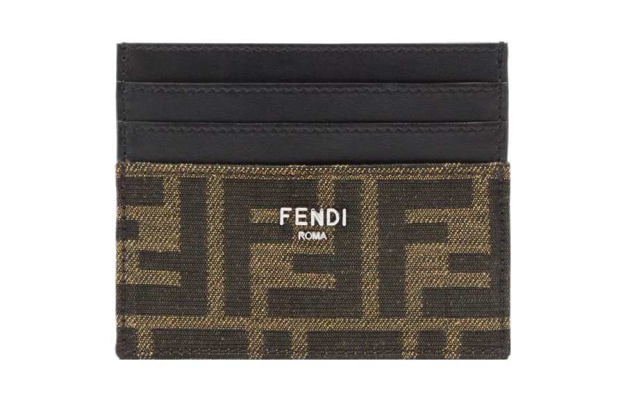 FENDI ROMA Calfskin Card Holder Men's Brown