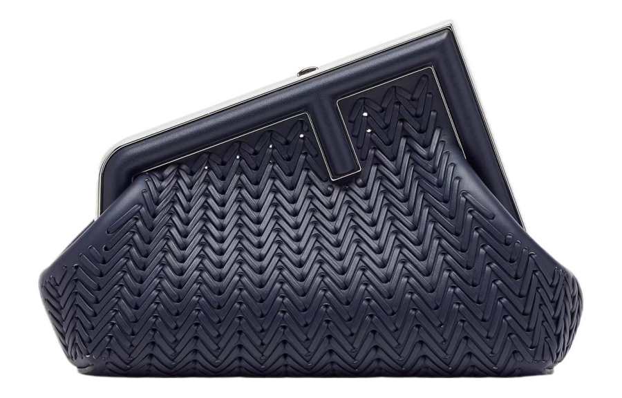 FENDI First Calfskin One Shoulder Crossbody Clutch Small Women's Midnight Blue