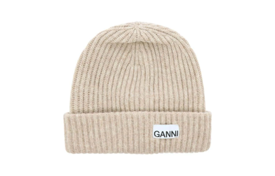 GANNI Logo Patch Oversized Beanie