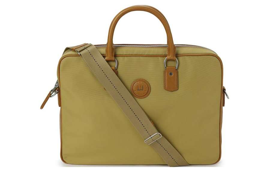 Dunhill Nylon With Cow Leather Shoulder Bag, Crossbody Bag, Handbag Unisex Yellow Green