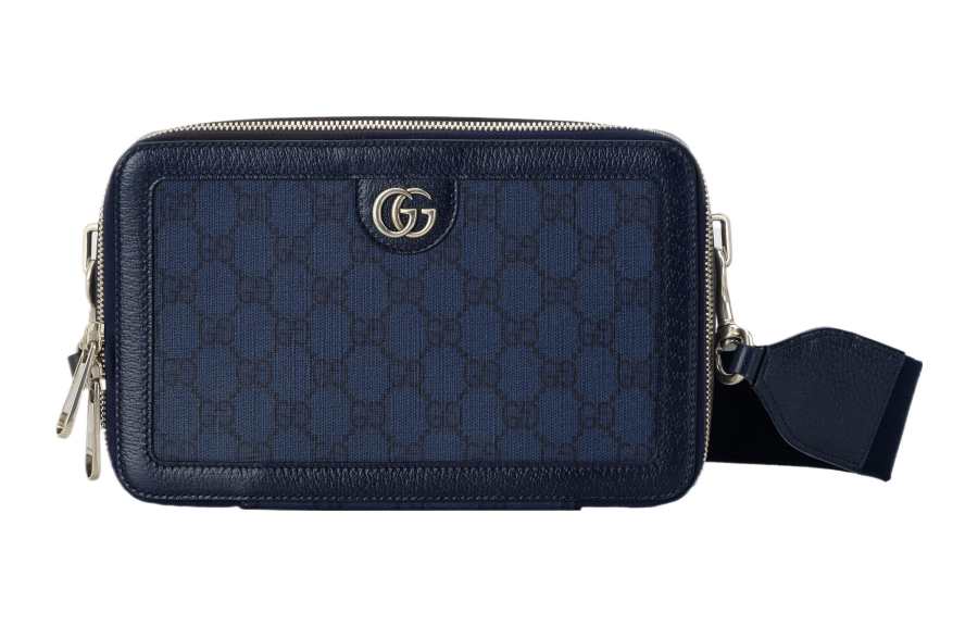 GUCCI Ophidia Canvas With Leather Binding Crossbody Canvas Bag, Shoulder Bag Men's Blue & Black