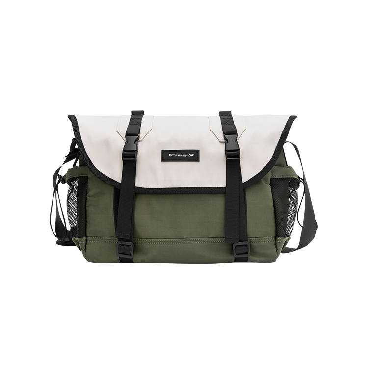 Semir Permanent Collaboration Nylon Messenger Bag, Shoulder Bag Unisex White Green/Ecru/Black