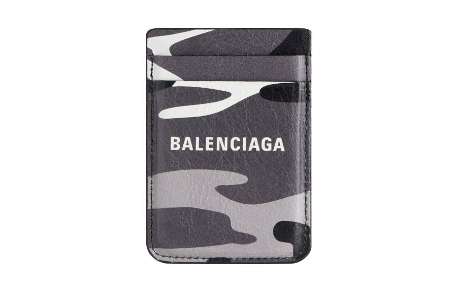 Balenciaga Cow Leather Card Holder Men's Gray & White
