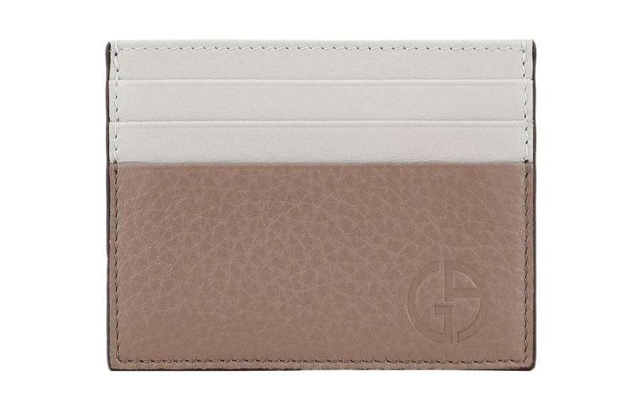 GIORGIO ARMANI ARMANI Leather Card Holder Men's Dove Gray