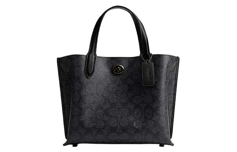 COACH Willow PVC, Textile Tote Bag, Shopping Bag, Handbag Medium Women's Black