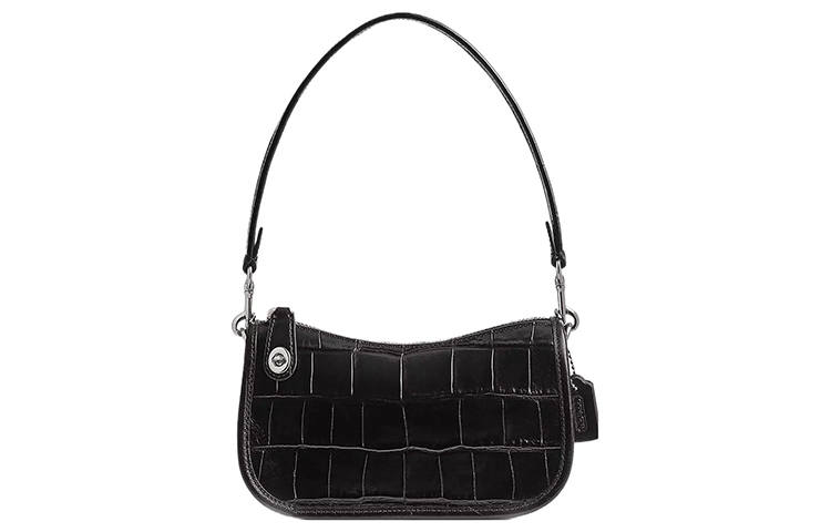 COACH Swinger Cow Leather Handbag, Shoulder Bag Small Women's Black