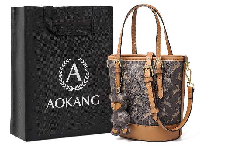 AOKANG PVC With Synthetic Leather Shoulder Bag, Crossbody Bag, Handbag Small Women's Cocoa Coffee/Nut Apricot