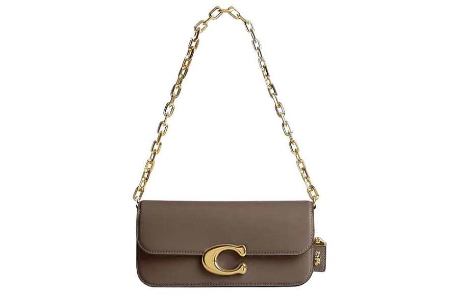 COACH IDOL Cow Leather Baguette Bag, Handbag, Shoulder Bag Women's Dark Lime Gray