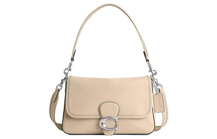 COACH Soft Tabby Cow Leather Handbag, Shoulder Bag Medium Women's Ivory