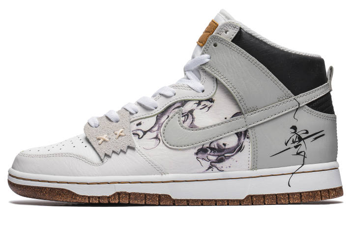 Nike Nike Dunk High Wild Crane Manufacturing High top Skateboard Shoes Men's Gray White