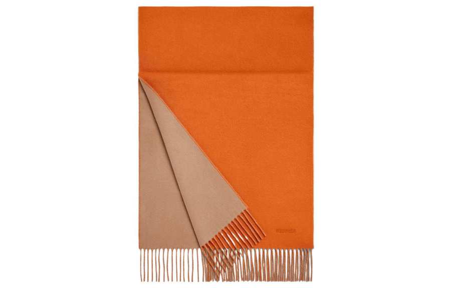 HERMES Cashmere Knit Scarves Unisex Orange