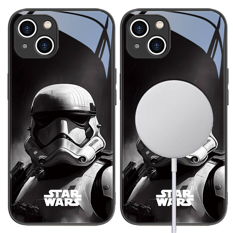 Disney Phone Cases Star Wars Stormtrooper Magnetic Wireless Charging Tempered Glass Impact Resistant Lens Protection