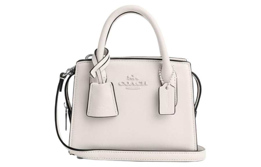 COACH Andrea Cow Leather Tote Bag, Shopping Bag, Handbag Mini Women's White