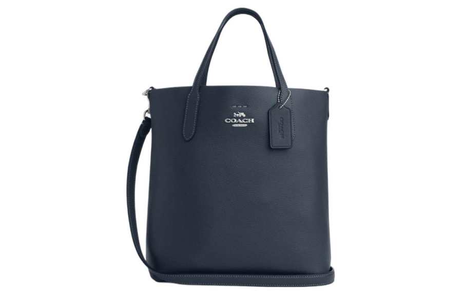 COACH Cow Leather Tote Bag, Shopping Bag, Handbag Medium Women's Denim Blue