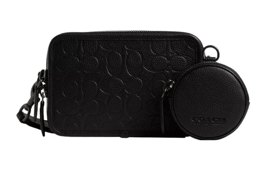 COACH Charter Cow Leather Crossbody Bags Small Men's Black