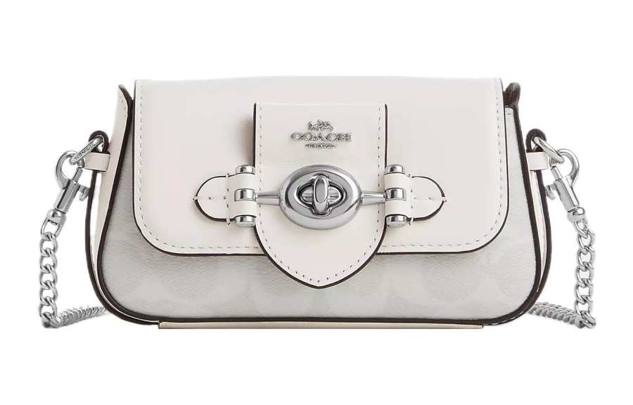 COACH Canvas With Leather Crossbody Bags Mini Women's White