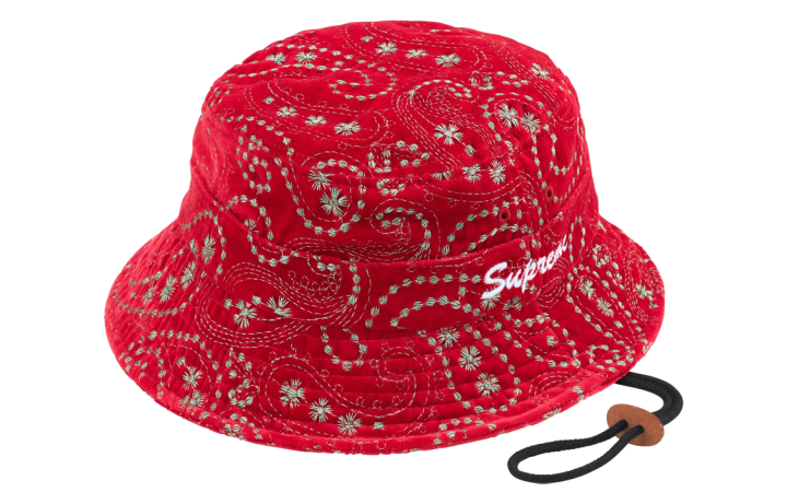 Supreme Supreme Velvet Bucket Hats Unisex Red