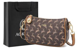 AOKANG PVC Shoulder Bag, Crossbody Bag Medium Women's Cocoa Coffee/Nut Apricot
