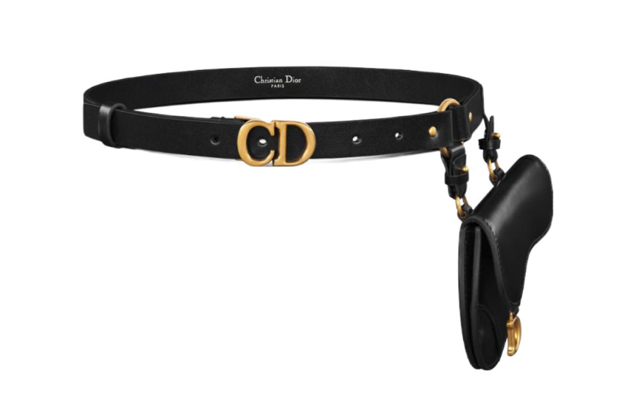 DIOR Metal, Goatskin, Calfskin Leather Belts Women's Black Width 2cm