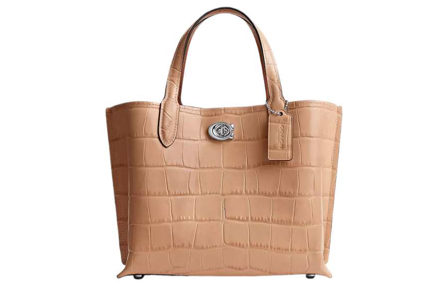 COACH Willow Crocodile Embossed Leather Bucket Bag, Tote Bag, Shopping Bag, Crossbody Handbag Medium Women's