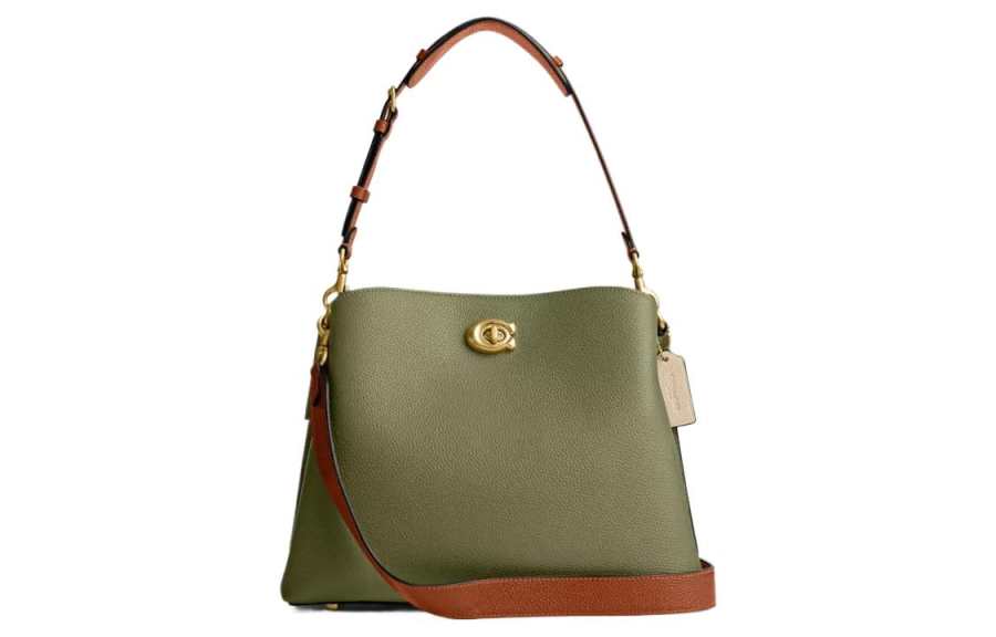 COACH Willow Polished Grain Leather Bucket Bag, Handbag, Shoulder Bag Large Women's Moss Multicolor