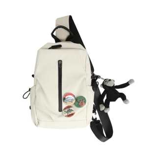 Duoluplo Nylon Sling Bag Regular Unisex Ecru/Black/Red