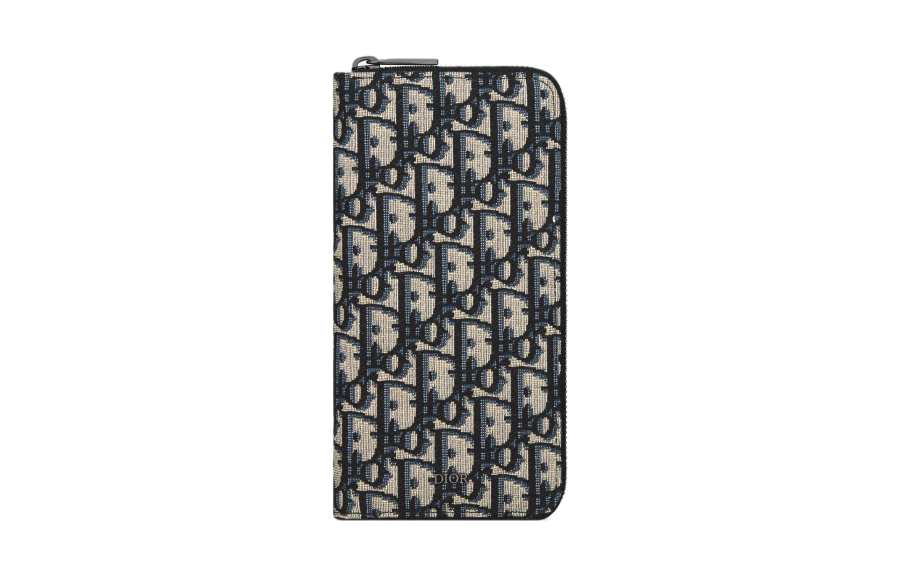 DIOR DIOR Oblique Jacquard Fabric Wallet Men's Beige & Black